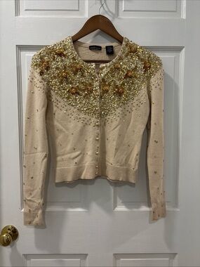 Moda International Silk/Wool Embellished Cardigan Size XS Paige Matthews Charmed